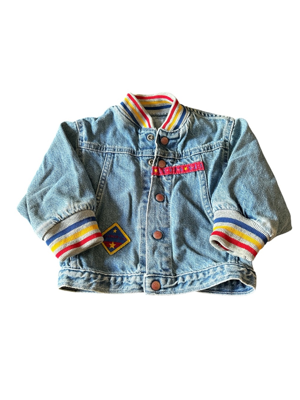 Little Levi's Vintage Light Blue Denim Kids Jacket with Rainbow Trim